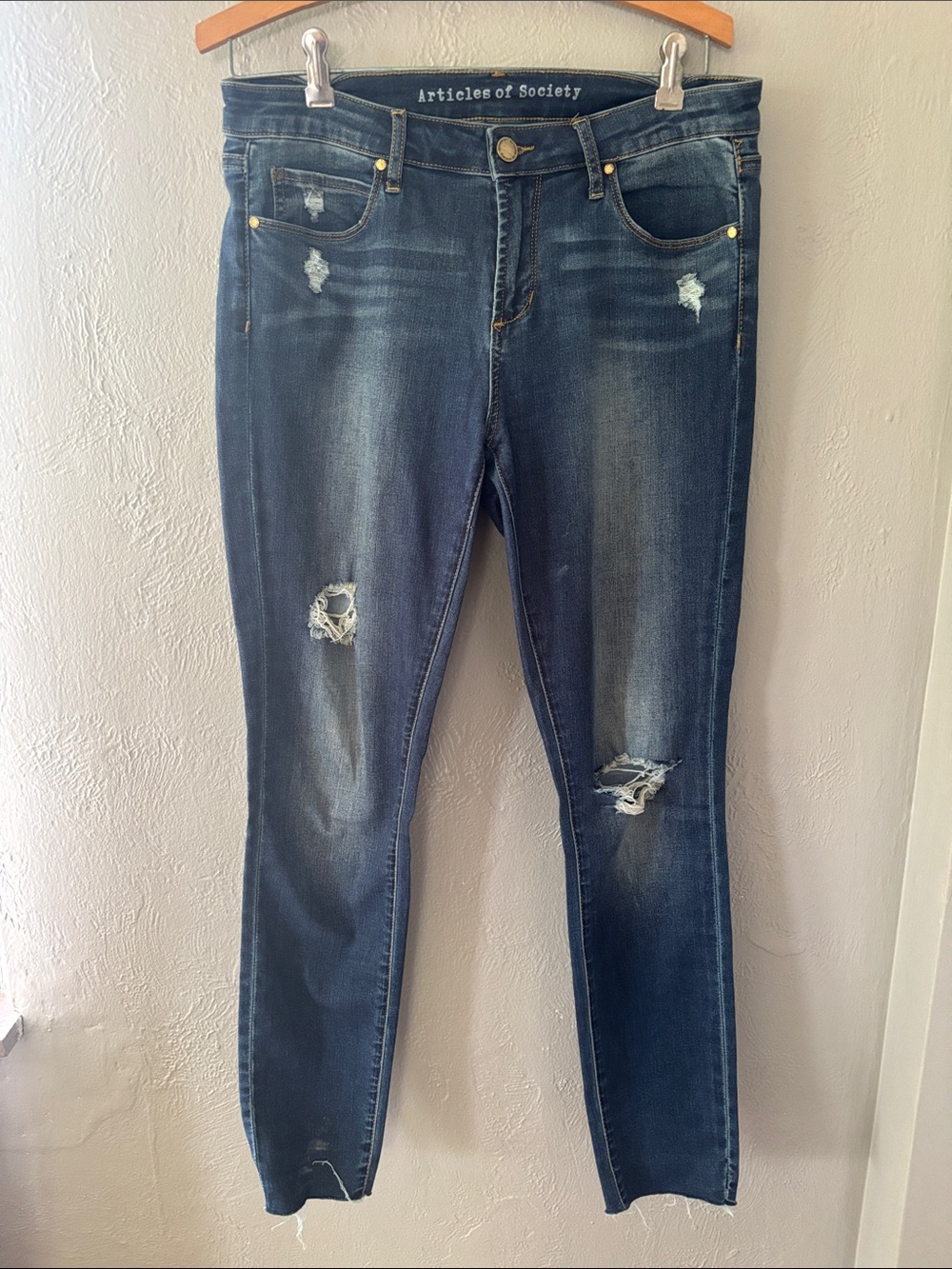 Articles Of Society Distressed Indigo Skinny Jeans